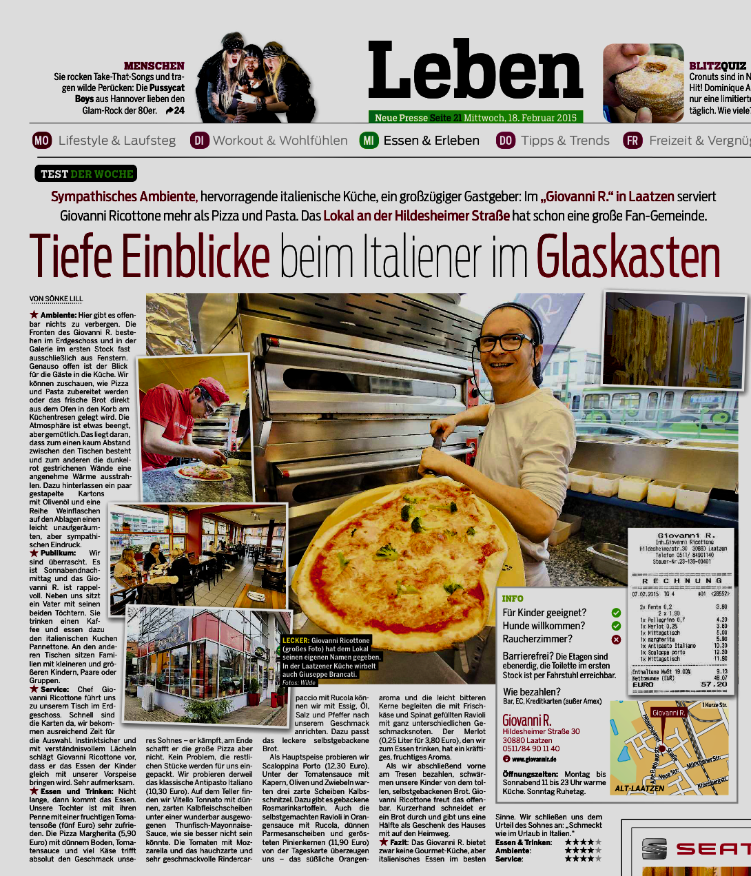 Giovanni R - Neue Presse Hannover - Restauranttestbericht